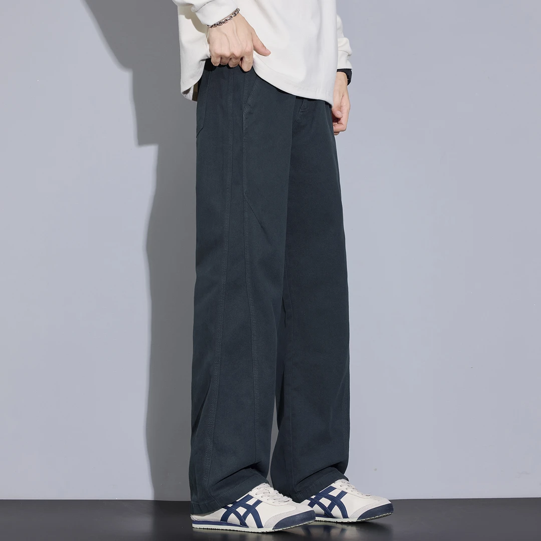 Kuvine2025宽松直筒休闲裤男秋冬款美式潮牌加绒加厚工装裤子男士