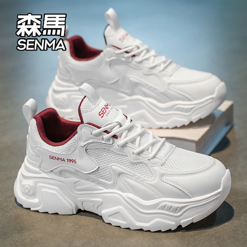 SENMA/森马男鞋秋季潮流百搭休闲跑步运动鞋厚底增高小白老爹潮鞋