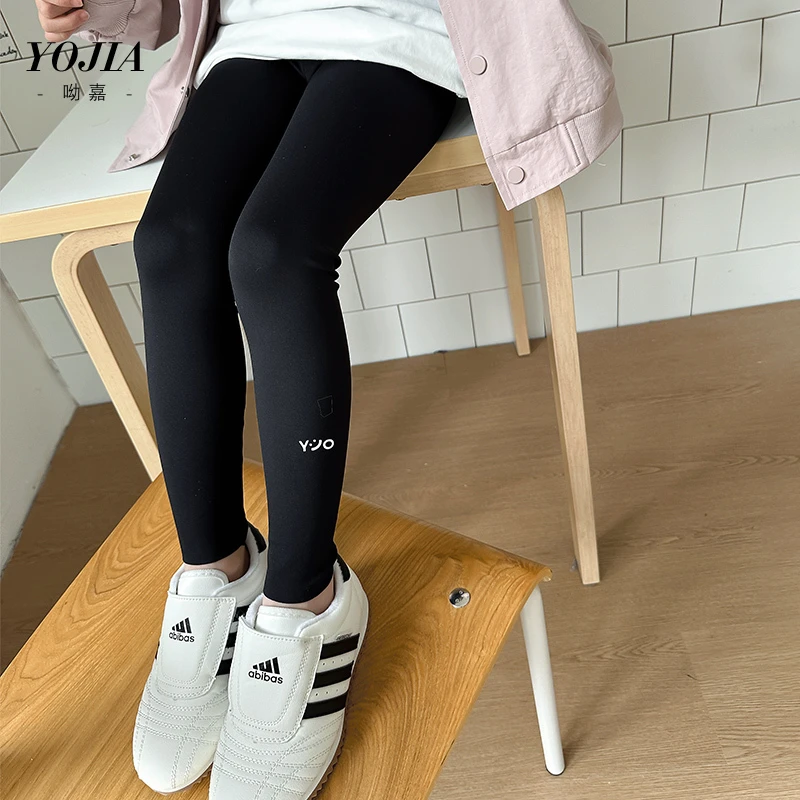 YOJIA女童鲨鱼裤春秋2025新款修身运动裤子春季外穿儿童装打底裤