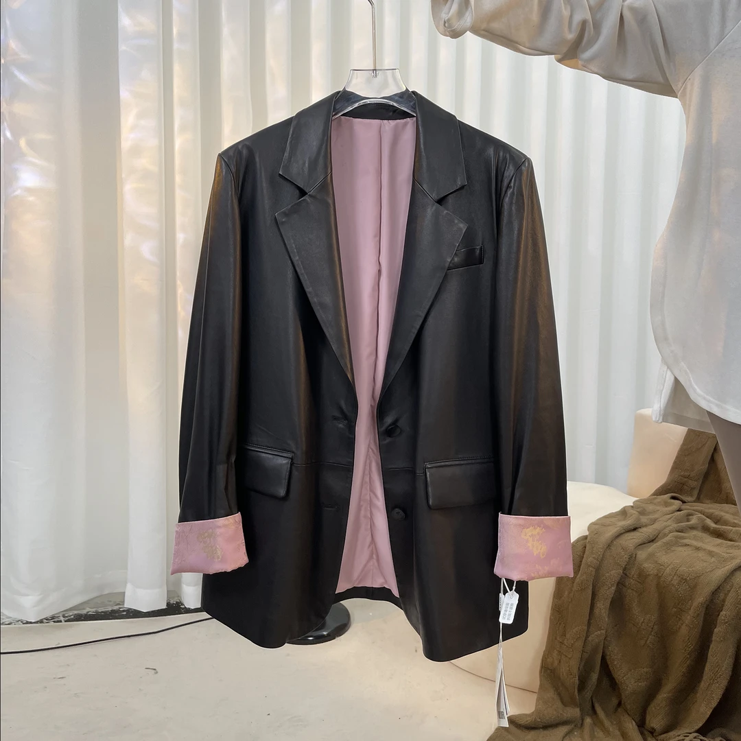 【佳小洛】2025新款海宁新中式真皮皮衣外套女新西兰头层进口绵羊皮