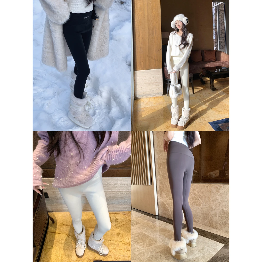 果果家  新款加绒高腰提臀鲨鱼裤2025女士秋冬瑜伽裤加厚打底裤