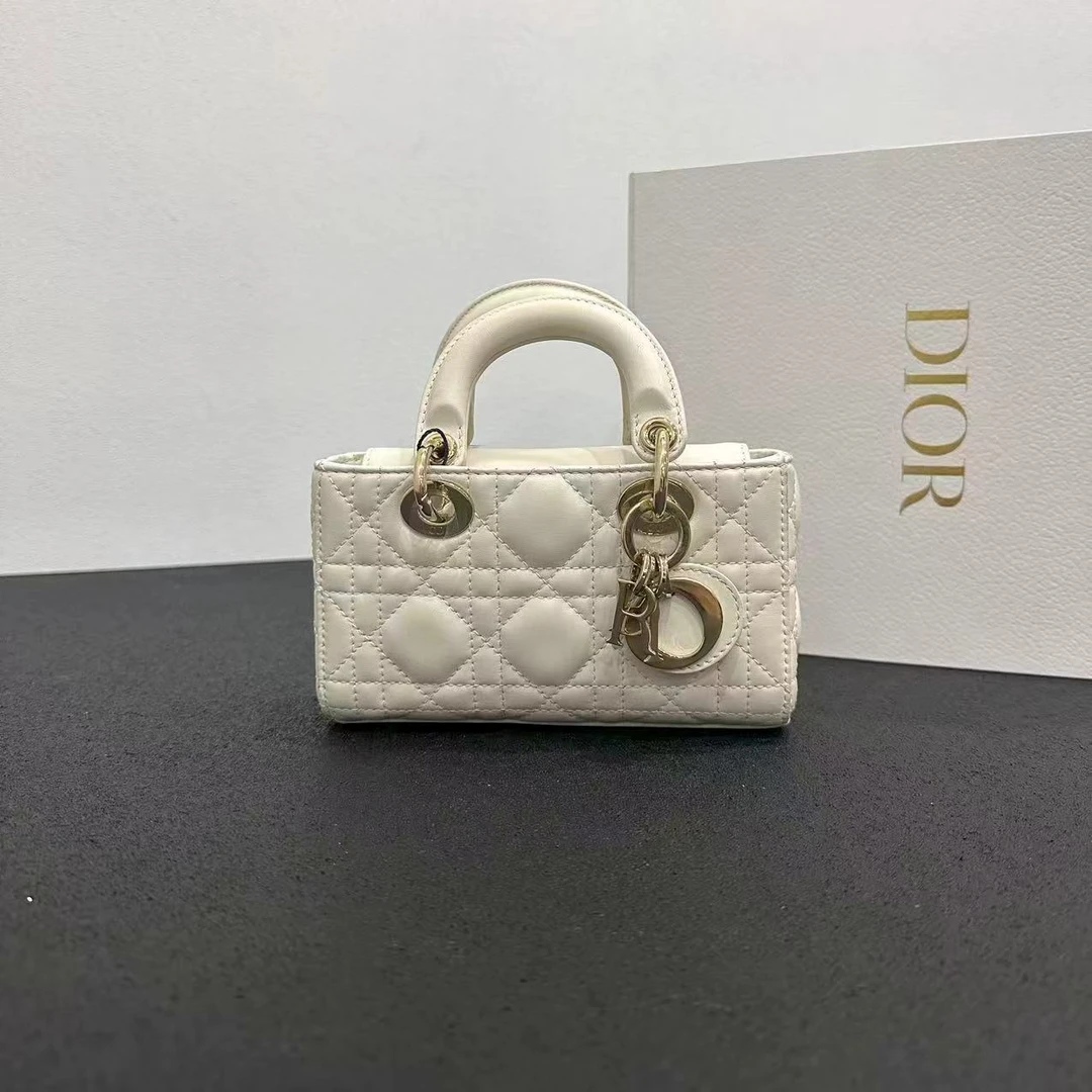 未使用 DIOR/迪奥 壹所/DIOR 横板戴妃 迷你 白金 单肩包斜挎闲置