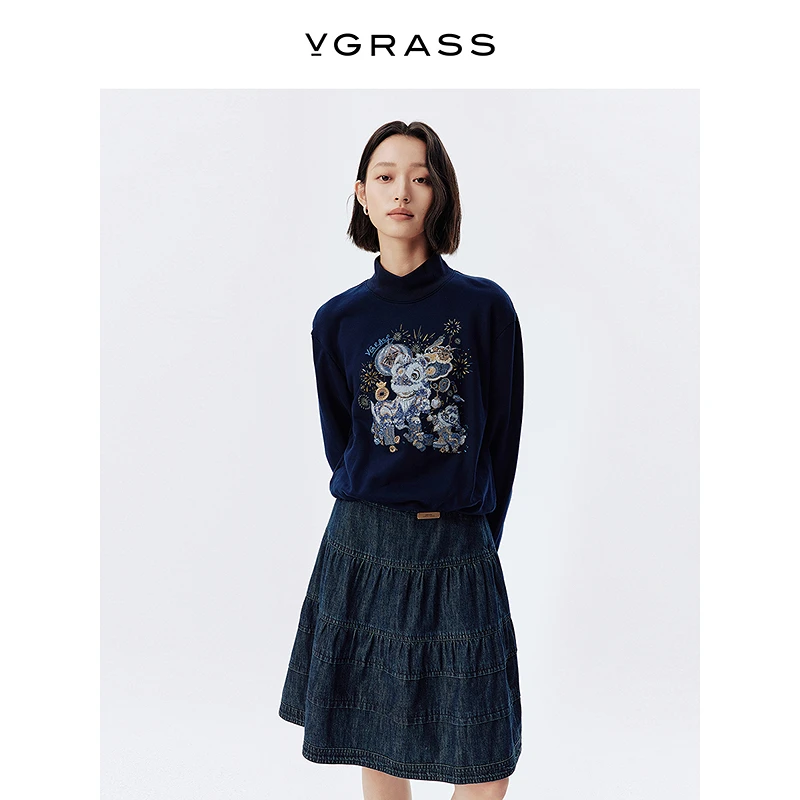 【羊羊专属】VGRASS多重刺绣廓形卫衣春新款VSH2P11100