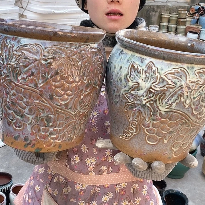 紫砂花盆瑕疵口20高20