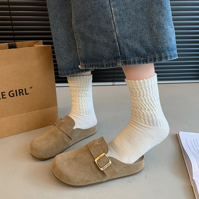 复古懒人拖鞋外穿春季2025软底休闲包头半拖鞋女款韩版勃肯拖鞋潮