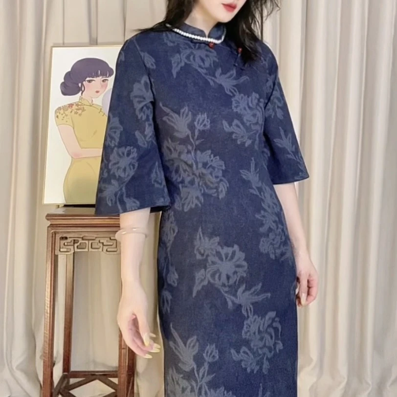 【宴语】旗袍显瘦气质小个子修身日常日常中国风优雅秋季印花