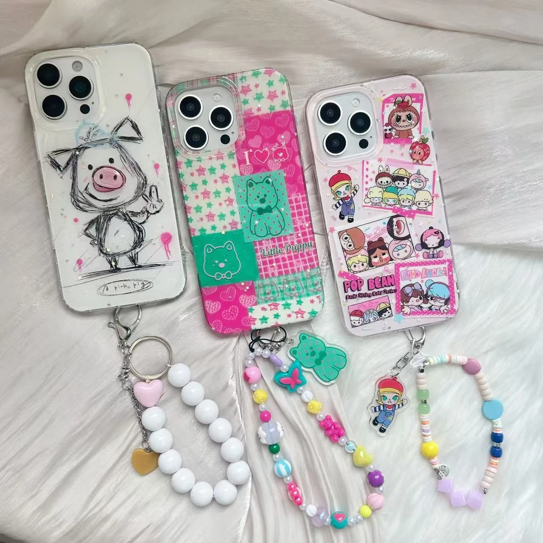 【萌】创意细闪卡通可爱个性手机壳适用于苹果15promax.16promax