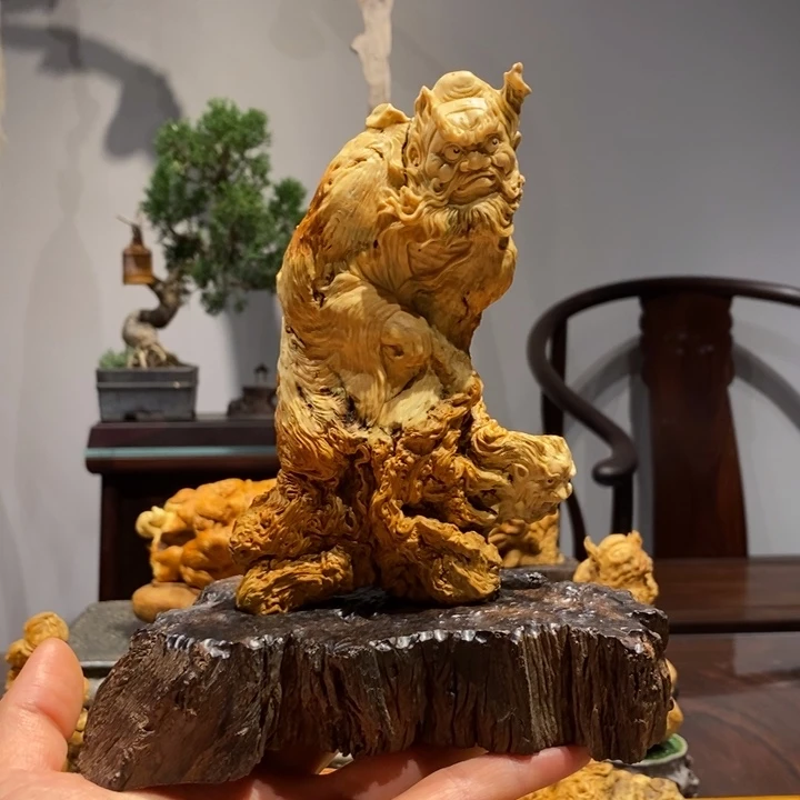 厉***很六道木降龙木钟馗摆件收藏级