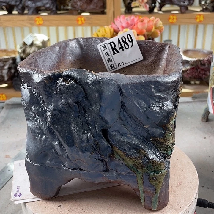 紫砂花盆景德镇陶瓷花盆489