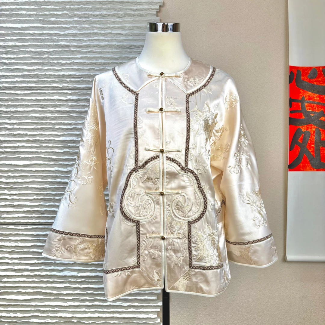 特价中式重工如意提花秋冬长款复古国风时尚气质太太服上衣231220