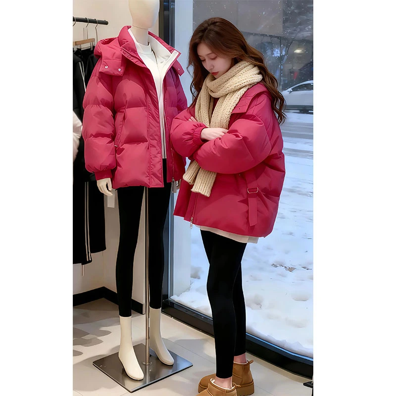 兹伊翰【冬日热恋】2025冬季新款加厚连帽棉服女士短款气质减龄棉衣