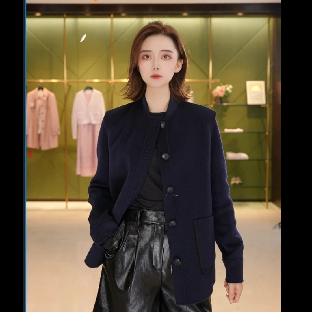 GIRDEAR/哥弟新款时尚质感休闲简约百搭复古气质毛呢外套女140079