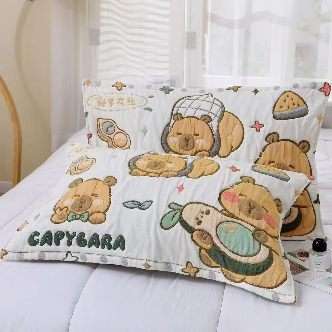 【卡皮巴拉】52*78加厚加大高档纱布透气枕巾一对