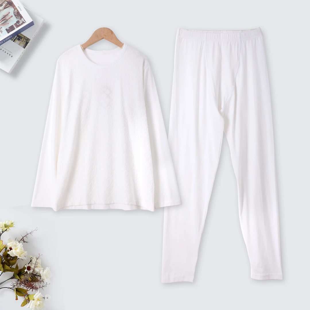 KK400 秋冬季男士提花保暖套装长袖长裤松紧腰 宽松简约舒适