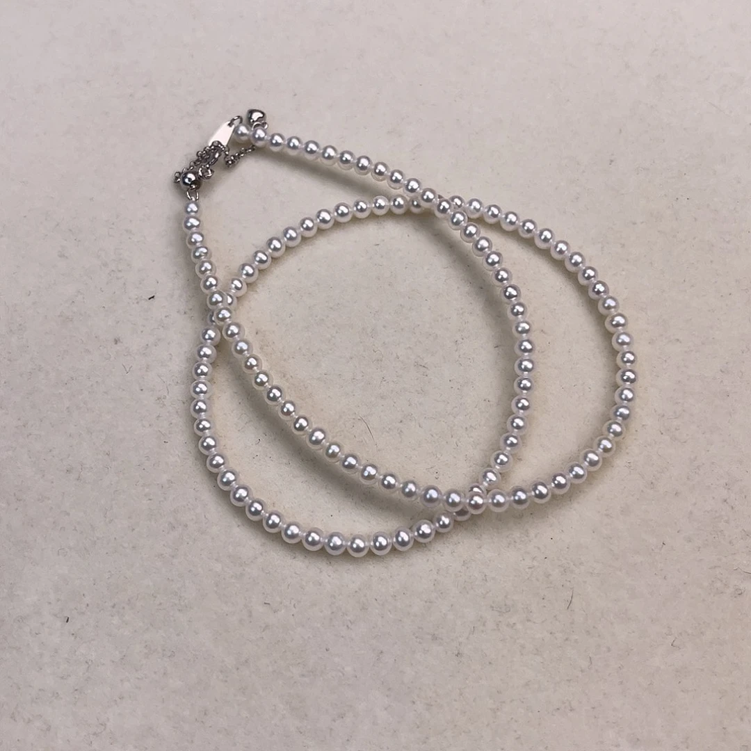 颈饰18K金镶嵌淡水珍珠3-4mm
