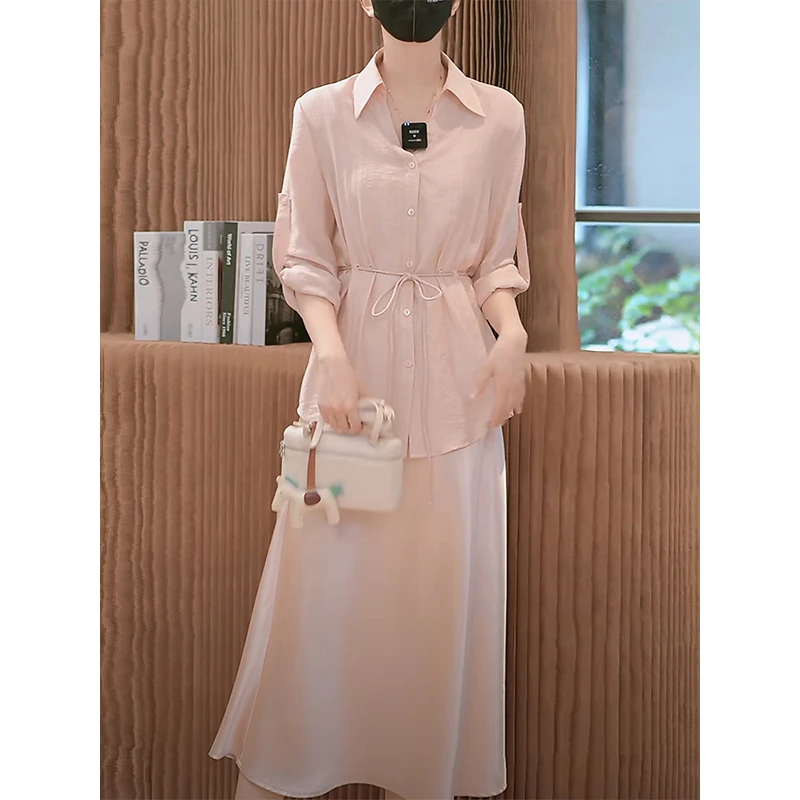 轻奢高级感气质时尚套装女2025夏季新款收腰衬衫吊带裙两件套3562