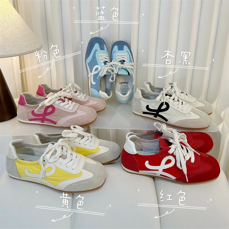 首谷爆款复古系带德训鞋女鞋2025夏季新款百搭轻便舒适休闲运动鞋