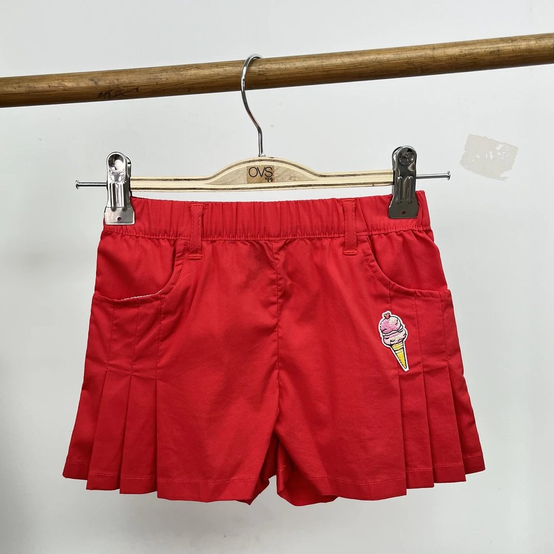 美家 女童夏季休闲可爱刺绣图案设计百褶裙裤 A3505