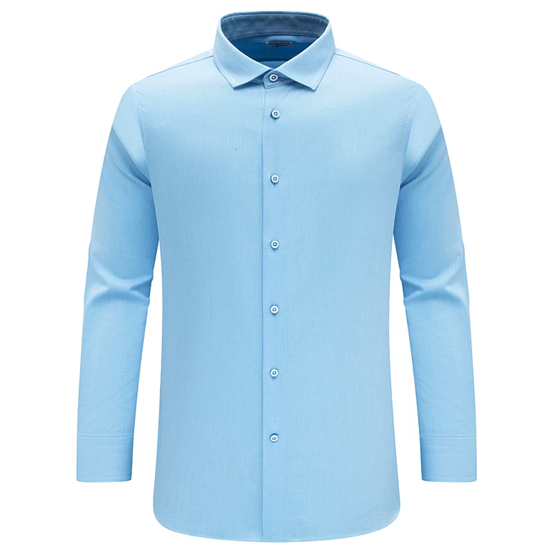 F3410 KMQ男式春秋长袖衬衫 棉百搭商务休闲上衣 天蓝色免烫
