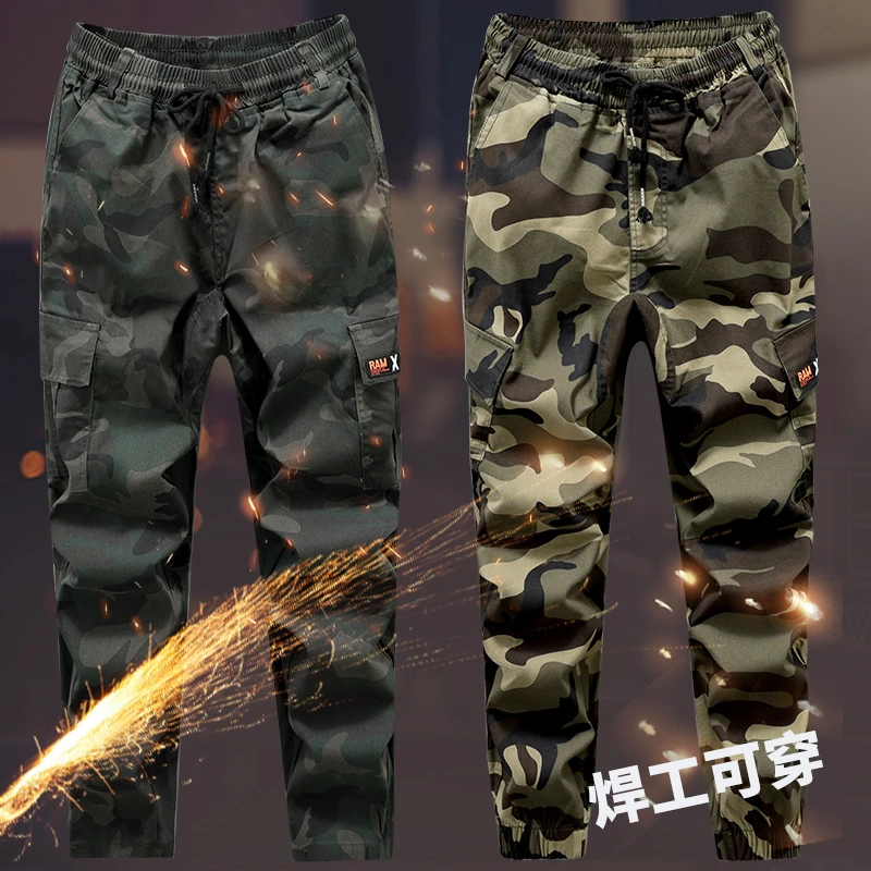 春秋新款美式迷彩裤工装裤电焊裤工作服迷彩裤运动宽松多兜复古