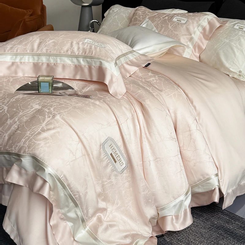 梦巢欧式高档莱赛尔天丝四件套新款轻奢简约丝滑冰丝床品套件