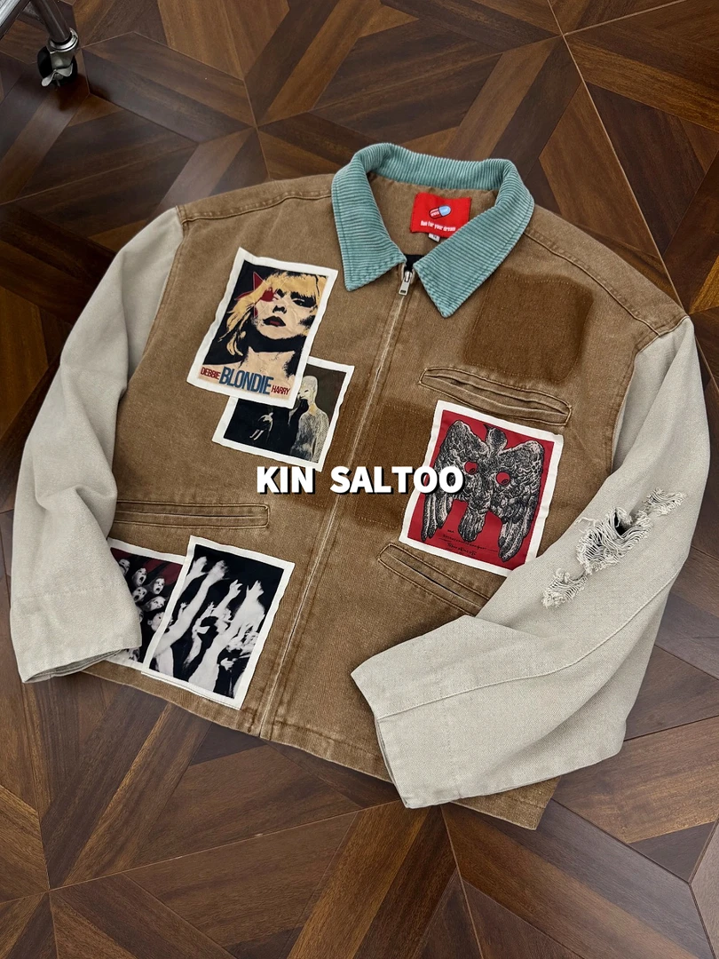 KINSALTOO"底特律拼接“25秋冬工装户外小众设计贴布美式街头夹克