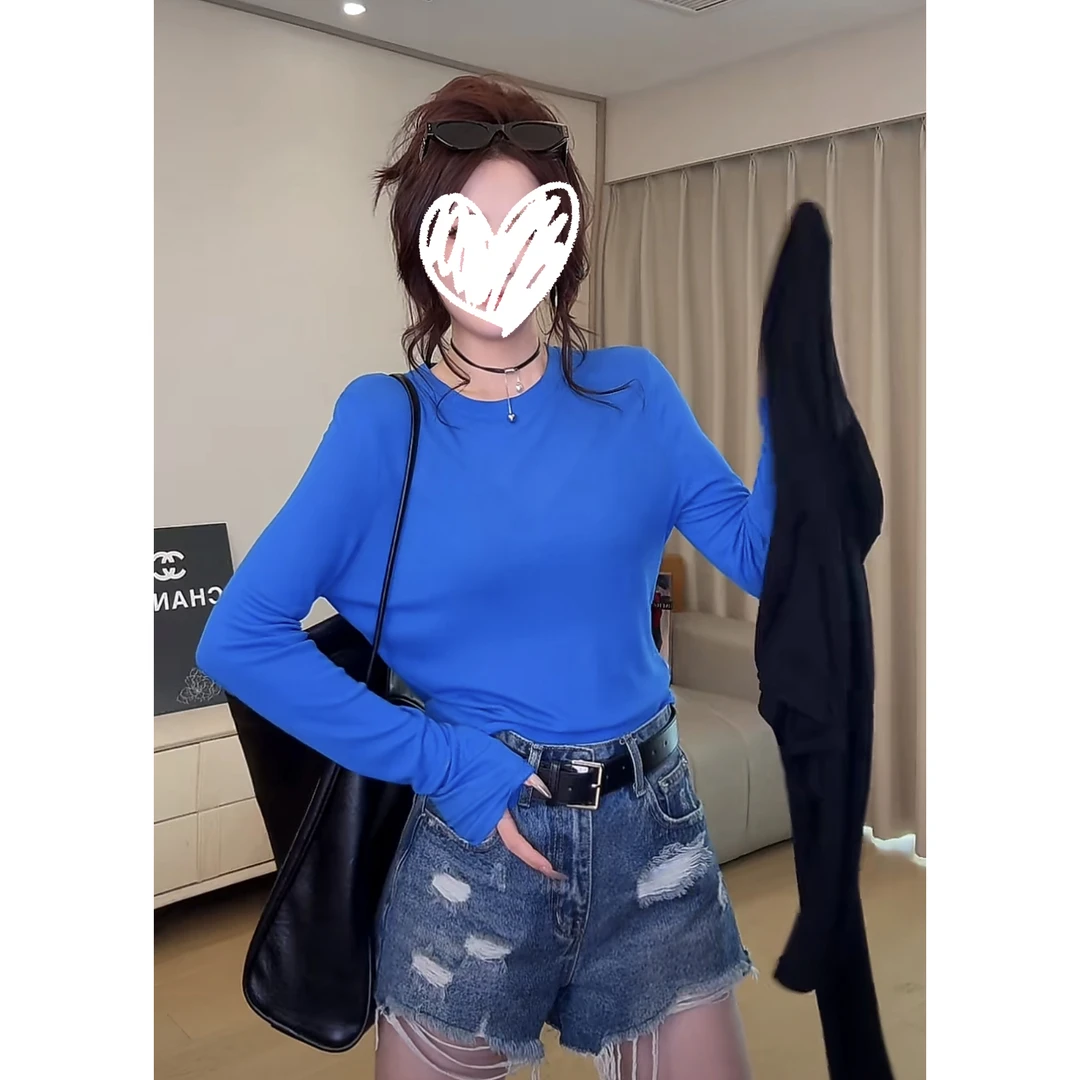 2025夏季新款韩版百搭显瘦糖果色薄款防晒T恤女设计感短款上衣潮