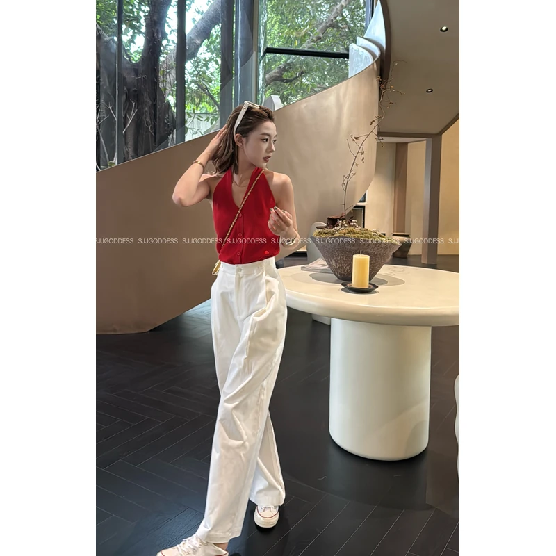 【娇娇私服定制】新款上新高腰弯刀休闲裤（裤长95）41506#