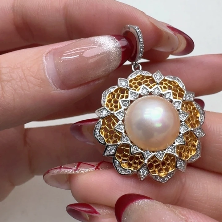 拼合珍珠（马贝珠）颈饰银S925镶嵌