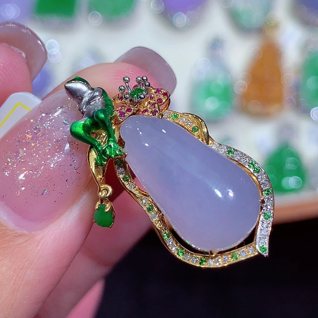 翡翠18K金镶嵌吊坠(不含链)