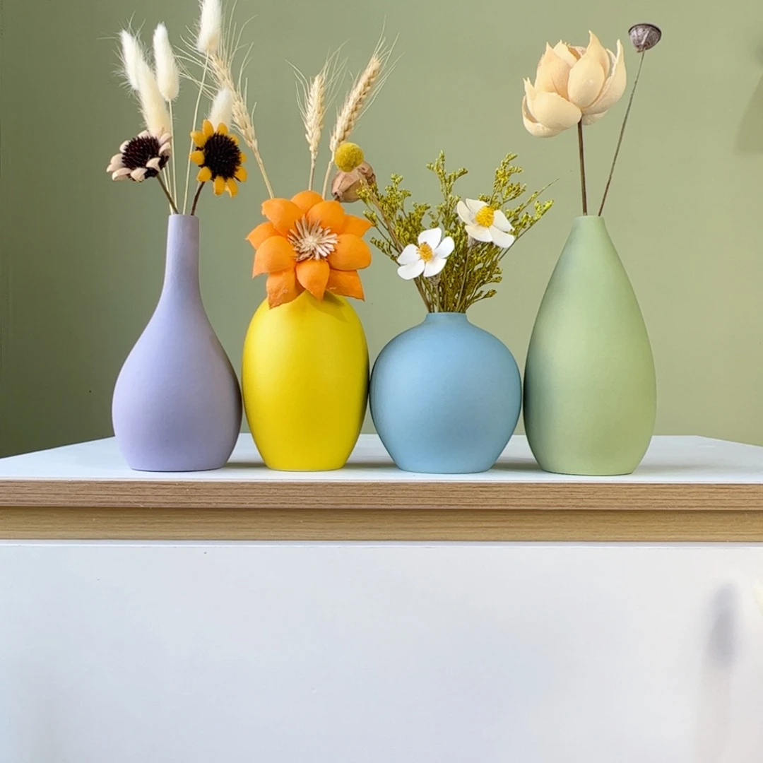 瓷片陶瓷花瓶带花高度20-30厘米左右