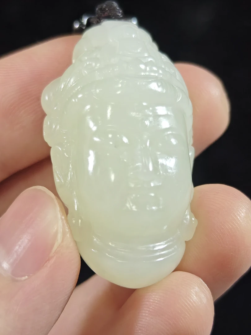 天然和田玉观音吊坠挂件配饰32克40*23mm