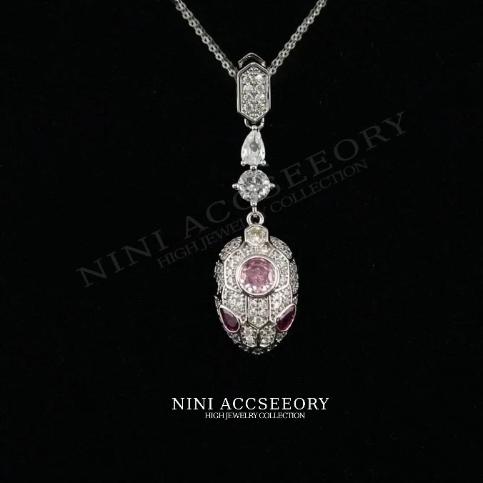 『樱之恋』波光粼粼蛇骨链粉红色灵蛇中古精致项链