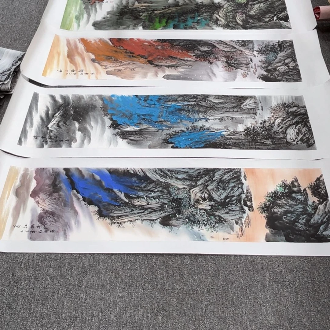 国画卖字画的小男孩