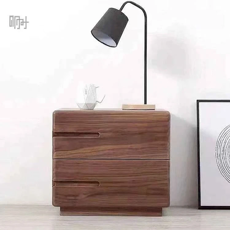 [明时木作]北美黑胡桃实木原木床头柜50*40*50简约新中式抽屉式