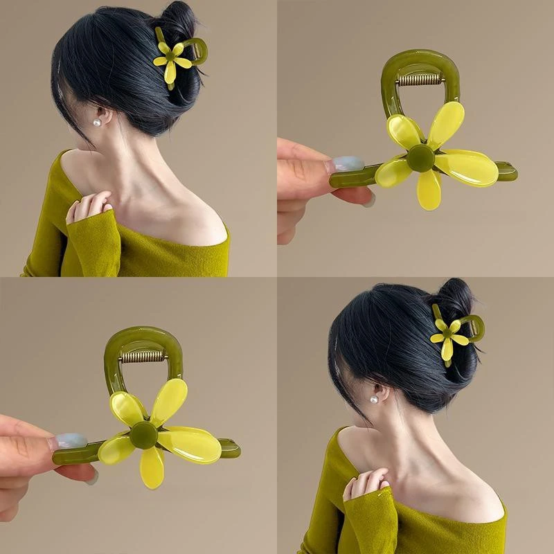 向阳花开~醋酸太阳花朵抓夹氛围感拍照鲨鱼夹后脑勺旅行发夹半扎