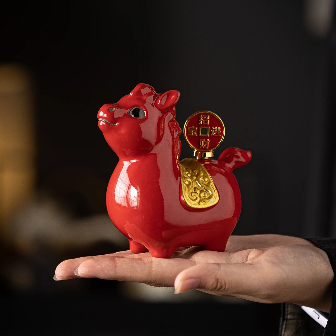 马上有钱红马陶瓷摆件马到成功吉祥物招财进宝家居桌面装饰品礼品