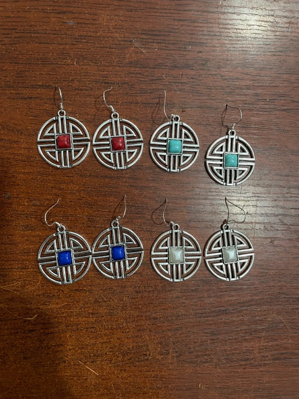 锌合金耳饰 双喜图案民族风合金耳坠