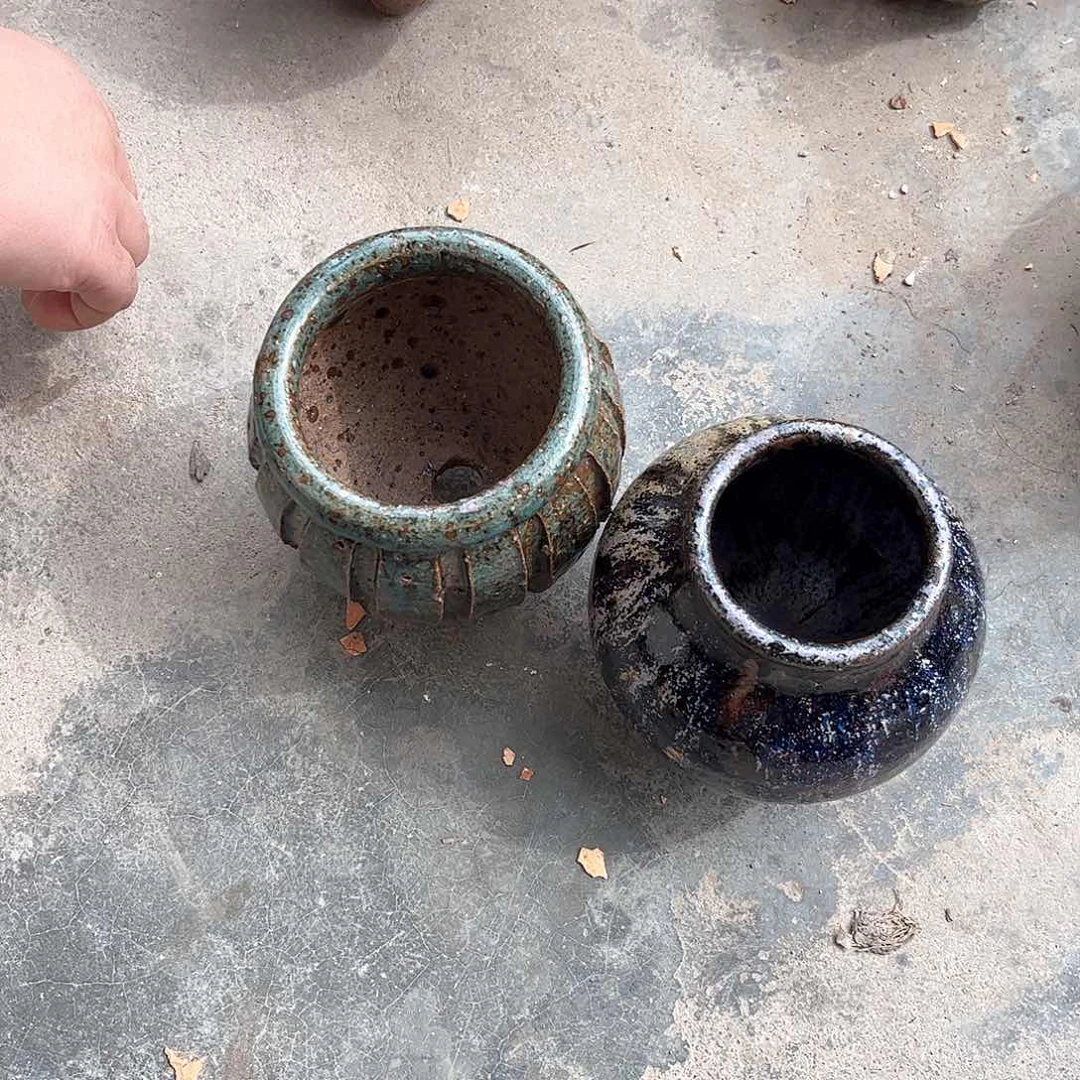 泥塑不**鱼古镇炻陶花盆