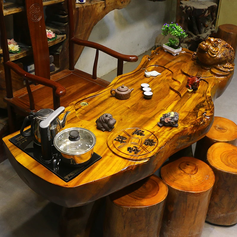 楠木根雕茶台整体树根茶桌椅组合茶几家具树头实木HB10778