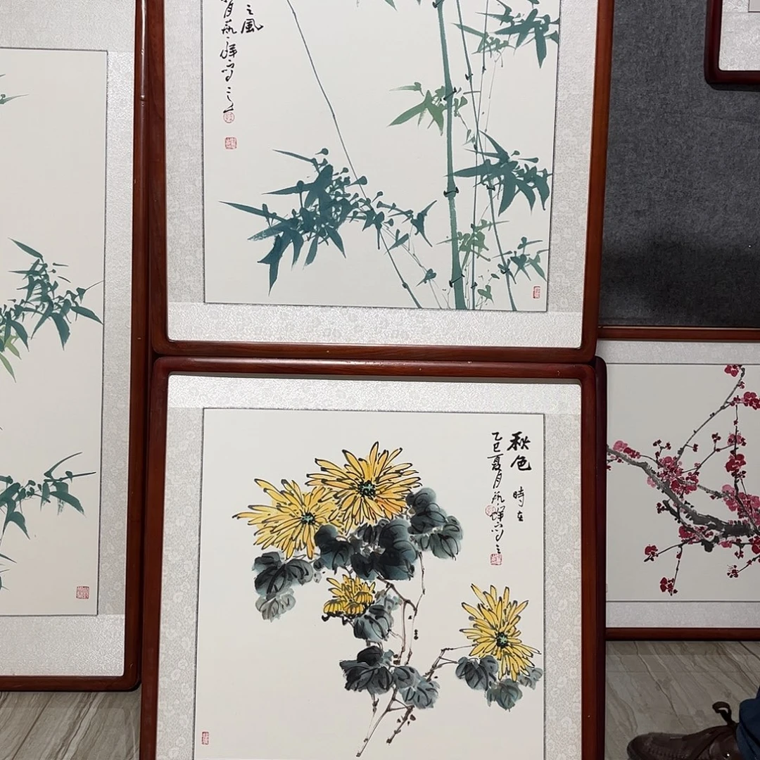 国画书画作品带框63×63