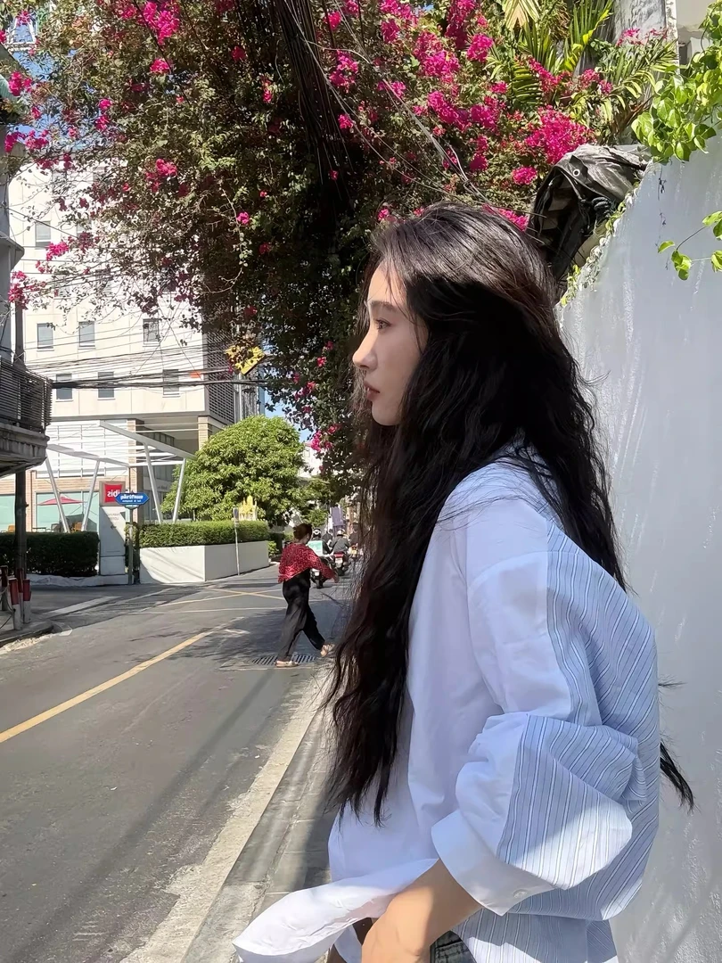 ONEXH·IN choose u2025春季后背条纹拼接长袖衬衫女宽松休闲衬衣