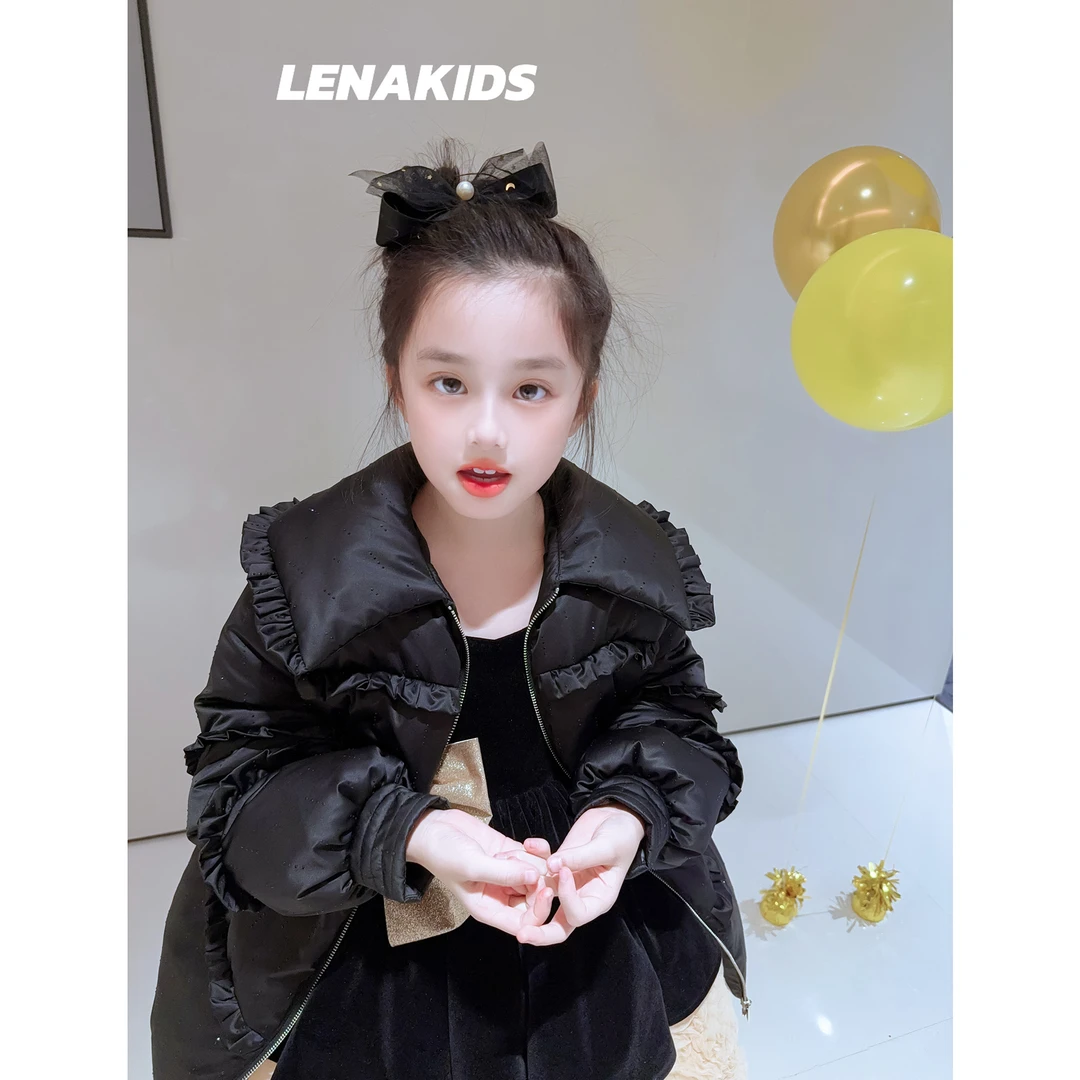 MOANA【现货】新国标90白鸭绒·花边重工女宝羽绒服24111304