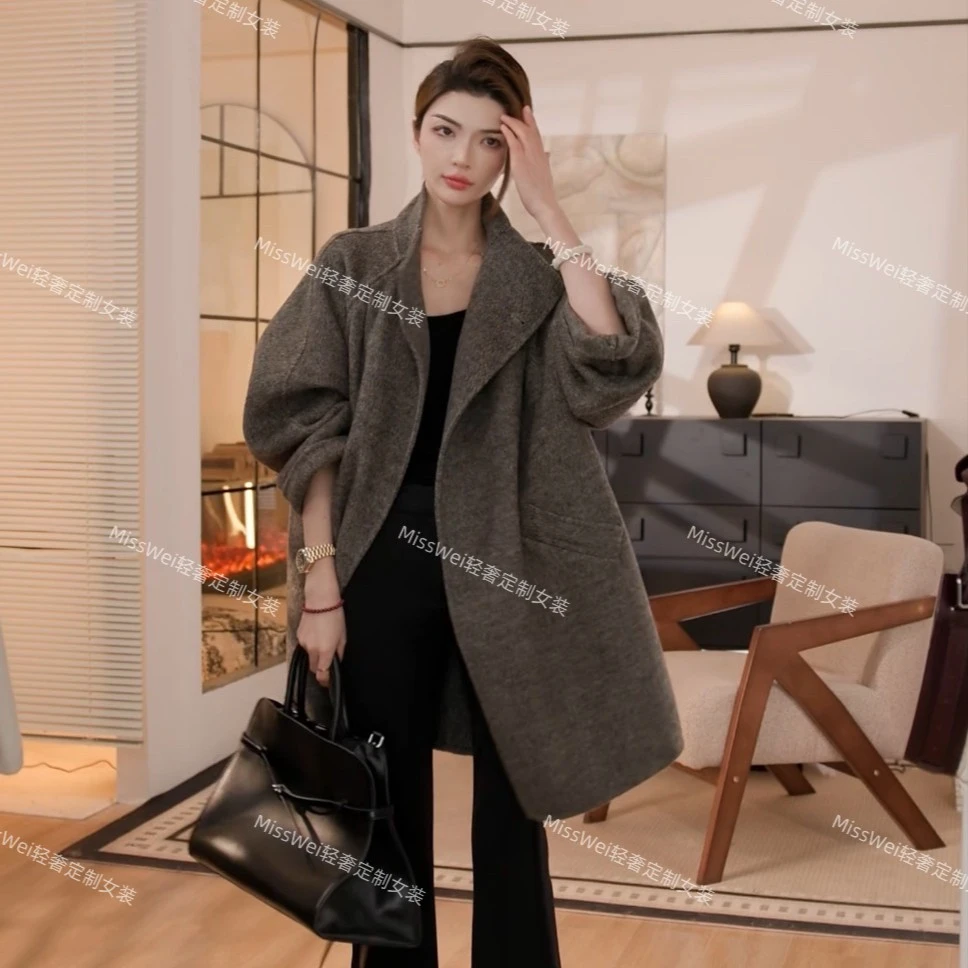 M25008高定款欧版风衣大衣宽松廓型羊毛大衣定制气质长款轻奢长款