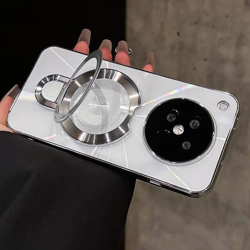 磁吸支架适用OPPOfindx8S/x8s+手机壳镭射CD纹电镀防摔镜头全包