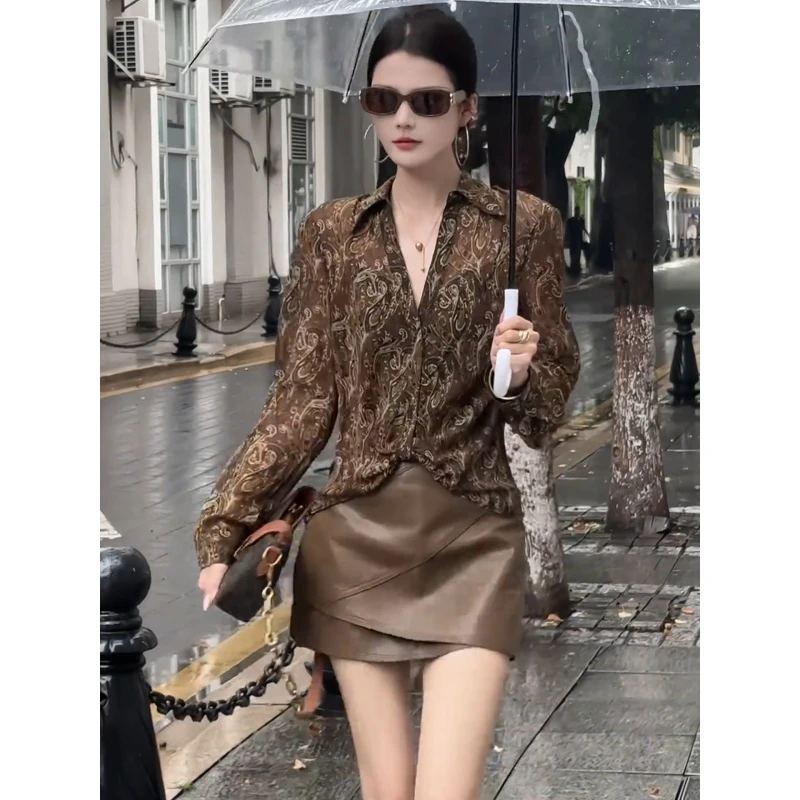 盛夏贵气感御姐穿搭轻奢高级感女人味风情万种印花衬衫连衣裙套装