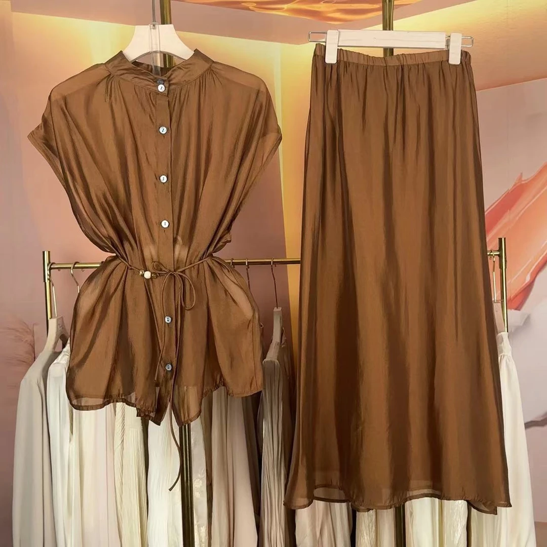 【RG381】2025年时尚气质百搭减龄显瘦新款轻奢感小衫休闲女装套装