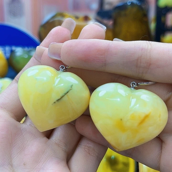 琥珀银S925镶嵌颈饰耳环