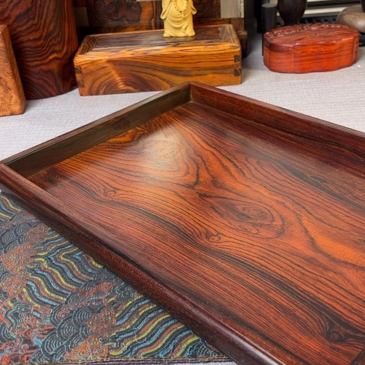 贡木红酸枝茶盘收纳盘