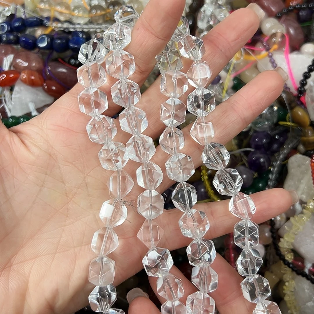 玛瑙/玉髓未镶嵌珠宝半成品，压电白水晶切面大长条